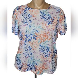 Joie women's white floral short-sleeve tee shirt Women's Plus Size 1X